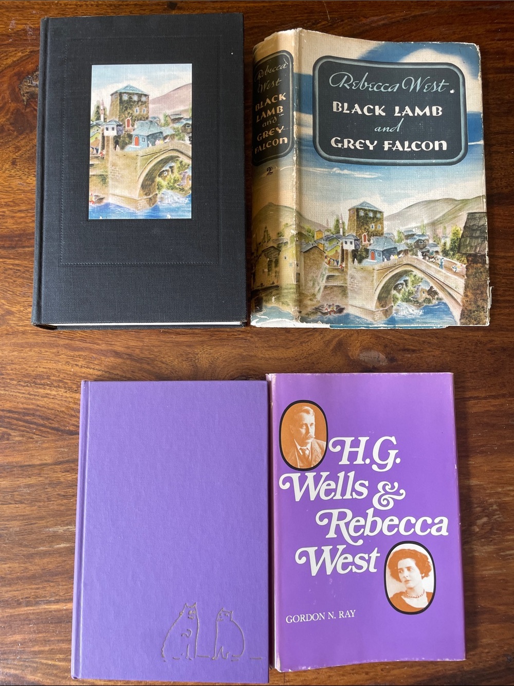 2 Rebecca West related Vintage Hardcover Books: Black Lamb Falcon / HG Wells